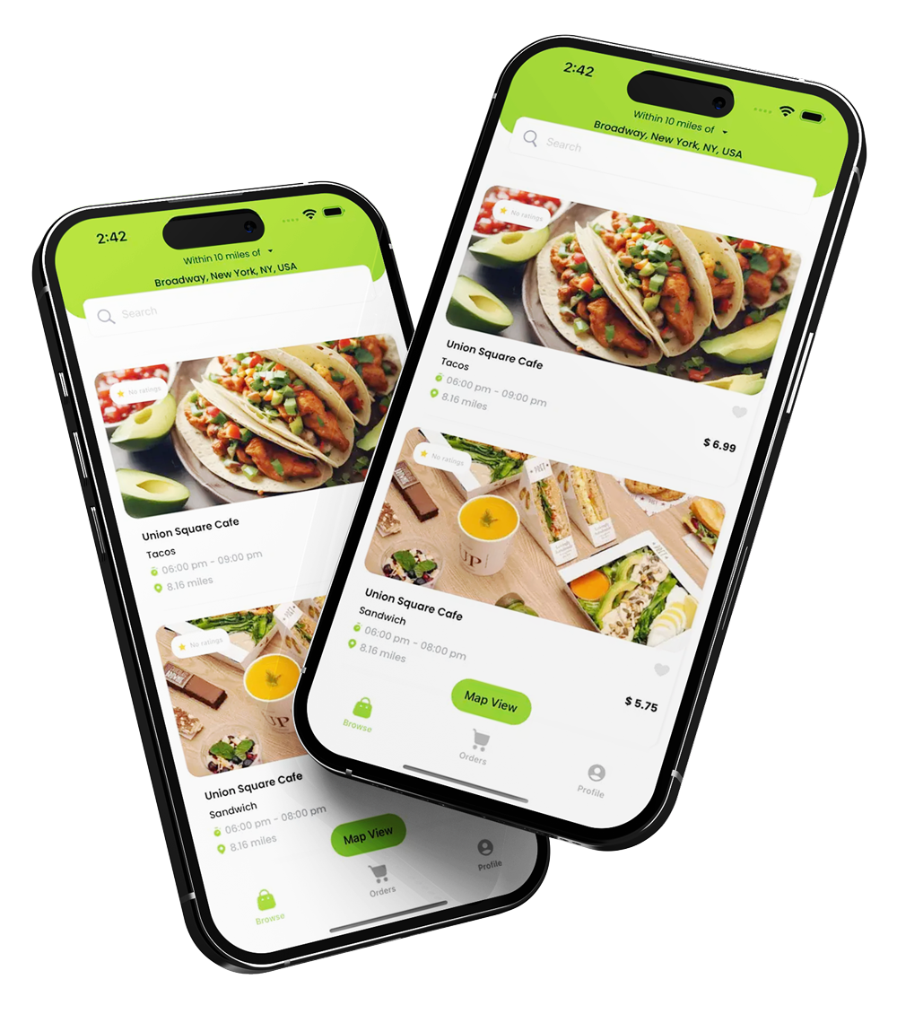 app mockup on phone screen